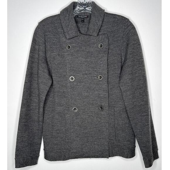 Eileen Fisher Petite Merino Wool Double-Breasted Peacoat Sweater Jacket medium P - Picture 2 of 13